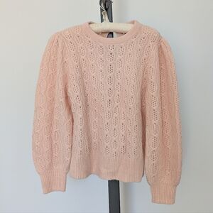 JCrew Balloon-sleeve cable-knit sweater